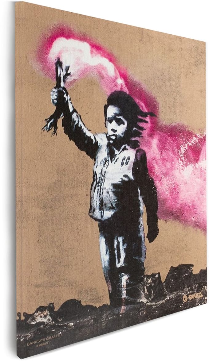 Banksy Graffiti - Canvas Schilderij 48x67,5cm - Schilderijen Woonkamer