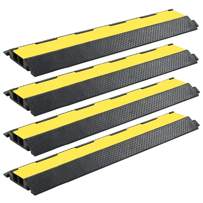 vidaXL - Kabelbeschermer - drempels - 2 - tunnels - 101,5 - cm - rubber - 4 - st