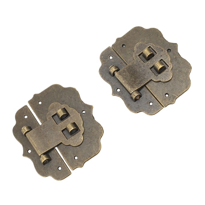 6 Sets Fermoir de Boîte à Bijoux 2 Trous Rétro Antique Décoratif pour Boîte en Bois avec Vis L