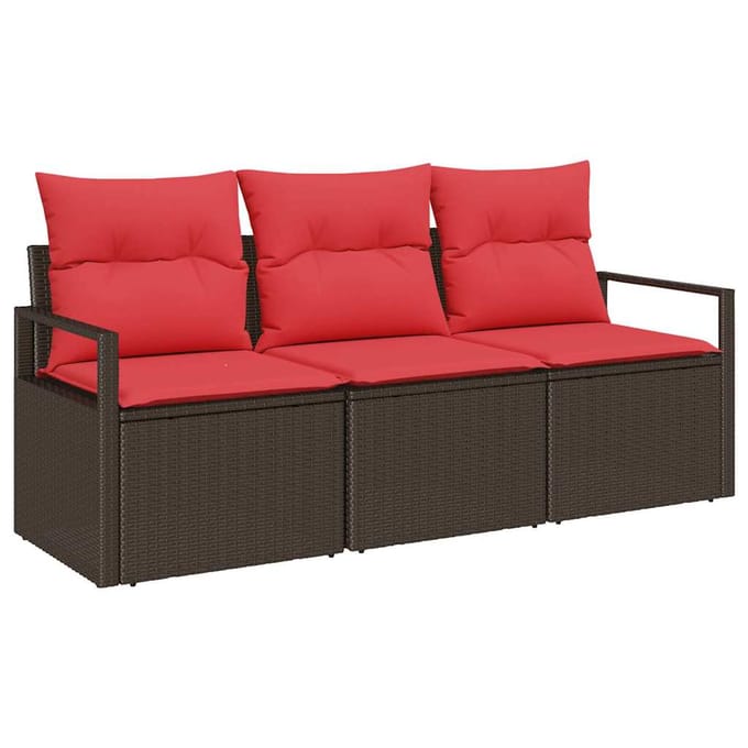 vidaXL Bankstel 3 st Bruin poly rattan