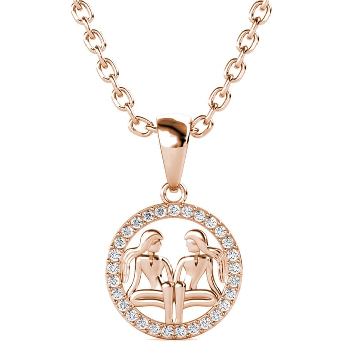 Tweelingen Zodiac Hangers - Roségoud en Kristal