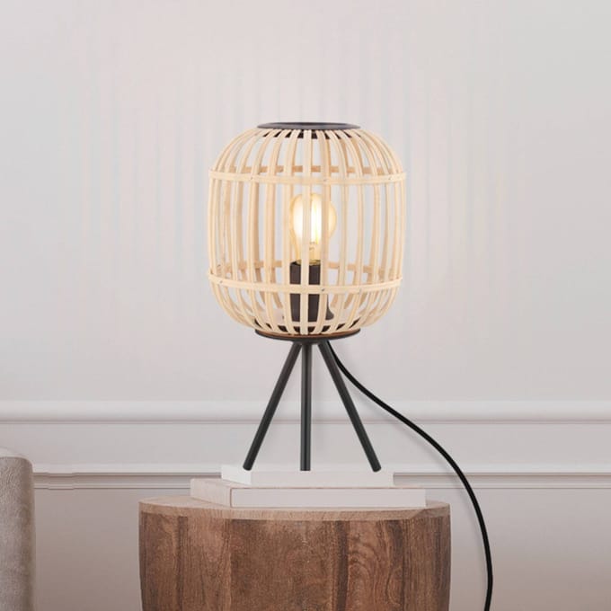 EGLO Bordesley Tafellamp - E27 - 40 cm - Zwart/Hout