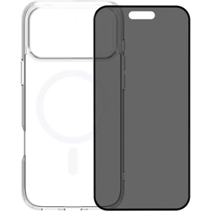 BlueBuilt Protective Back Cover met MagSafe iPhone 17 Pro Max Transparant + BlueBuilt iPhone 17 Pro Max Privacy Screenprotector Glas