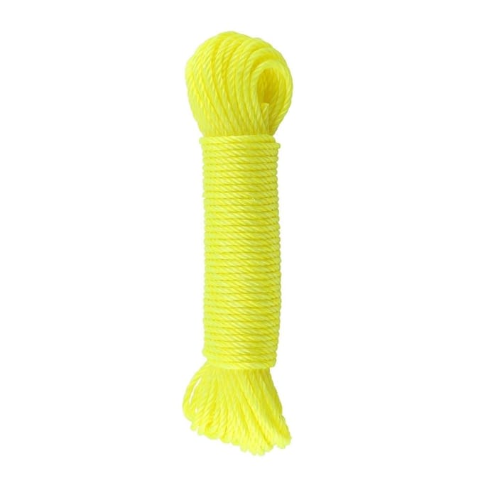 Corde en nylon de 20 m pour corde à linge, jardin, camping, extérieur (Jaune) yellow