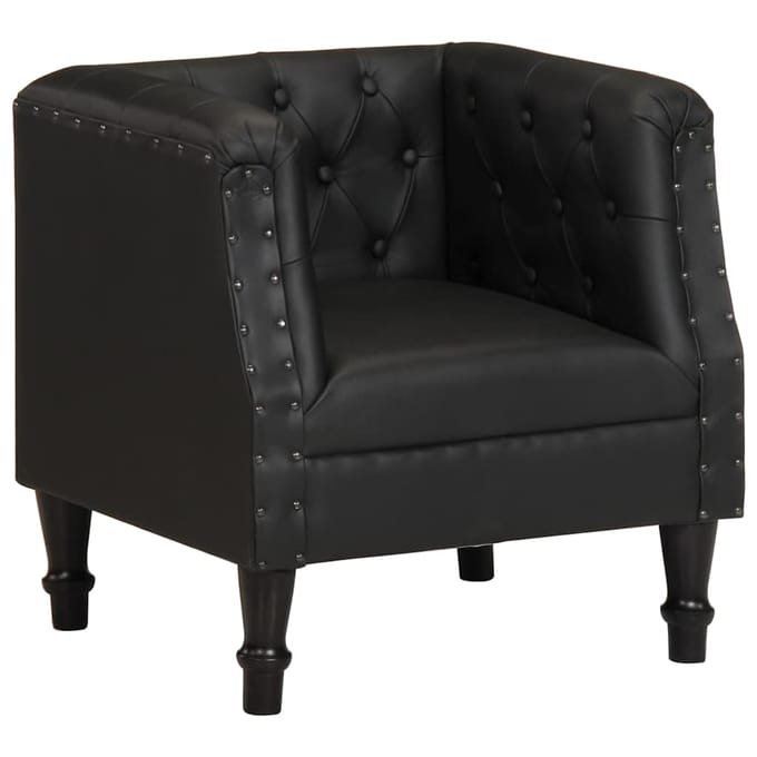 vidaXL - Fauteuil - echt - leer - zwart