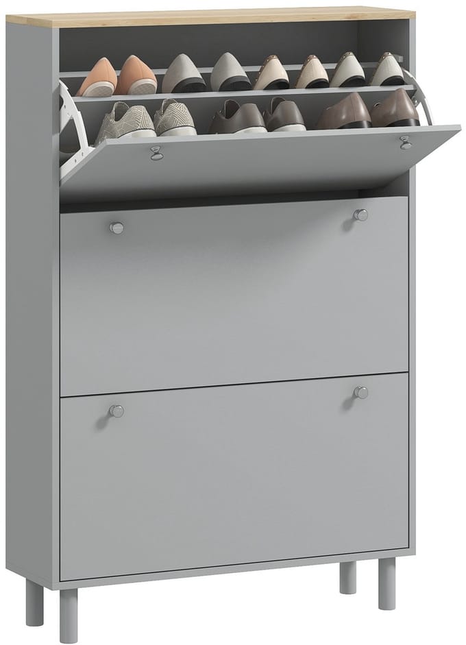 HOMCOM Klapbare schoenenkast 80x23,5x121cm Spaanplaat Grijs