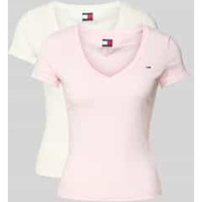 Tommy Hilfiger 2pack V-neck Tee Ecru/light Pink Größe: S | Hemden Outlet | Damen | Rosa