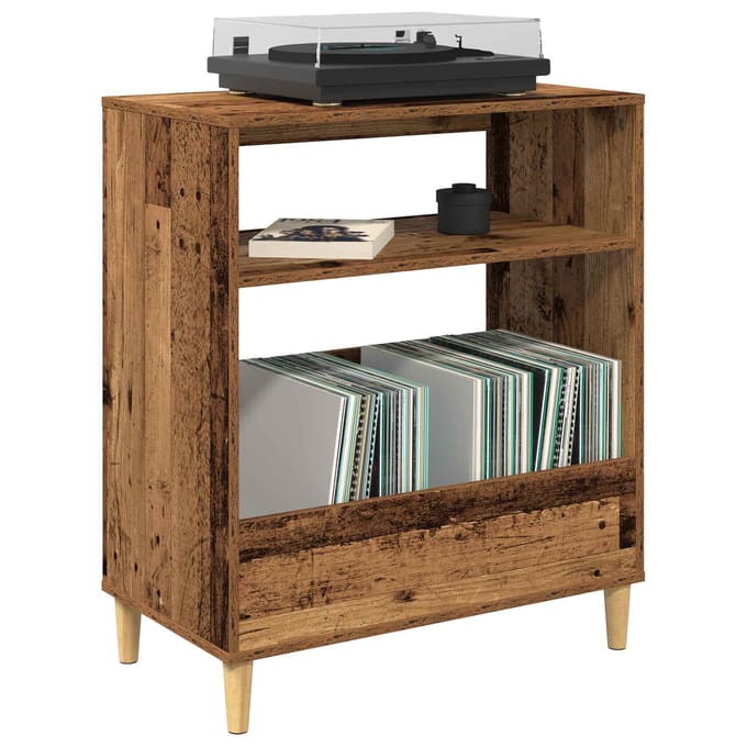 vidaXL - Platen - speler - standaard - Oud - hout - 71 - x - 39,5 - x - 83 - cm - Bewerkt - hout