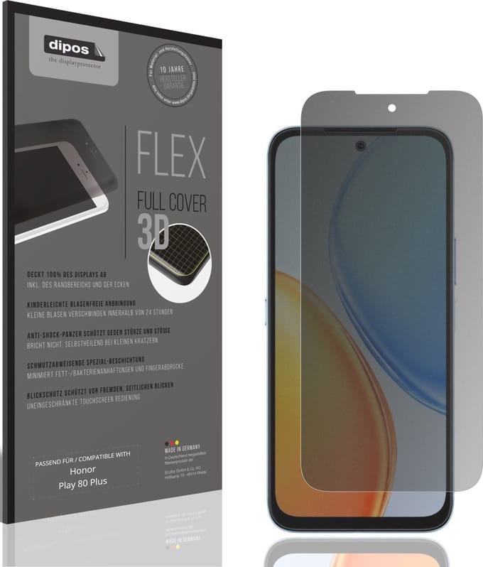 dipos FLEX – Matte Privacy Screenprotector geschikt voor Honor Play 80 Plus | Volledige Schermbescherming | Case-Friendly