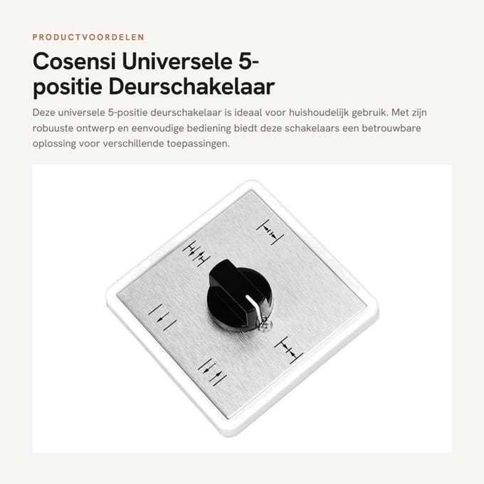 Dailygoods - Universele 5-positie Deurschakelaar met Draaischakelaar
