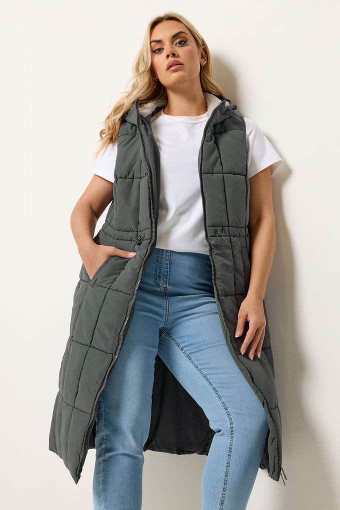 Yours Grey Midi Gilet Size 58-60