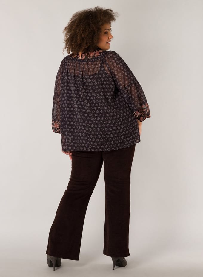 YESTA Djaira Blouse - Black/Multi-Colour - maat 2(50)