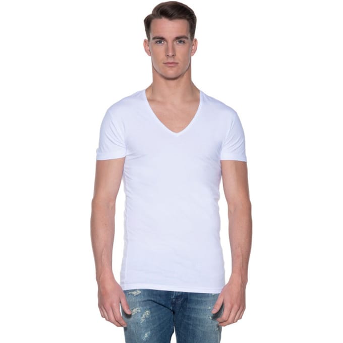 Slater 6700 - Stretch 2-pack T-shirt diepe V-hals korte mouw wit S 95% organisch katoen 5% elastan