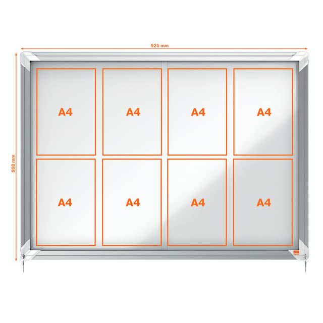 Nobo Afsluitbaar mededelingenbord met schuifdeur voor 8xA4 formaat