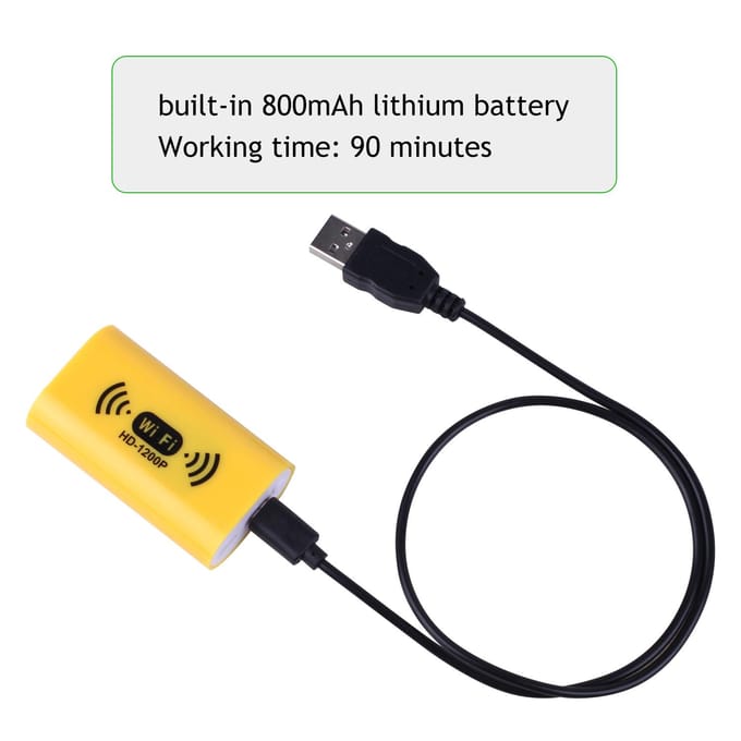 Caméra vidéo endoscopio sans fil 8mm IP68 WiFi étanche 2.0MP 5M noir