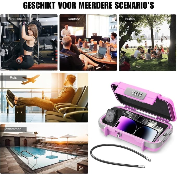 Zyrex® Telefoonkluis - Opbergdoos - Focus Box - Draagbare kluis - Roze - 14cm x 24cm x 6cm