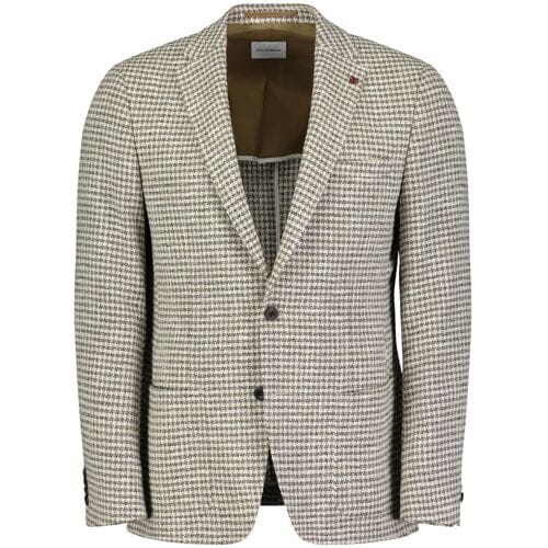 Roy Robson Colbert Cotton Blend Pied-de-Poule Licht Bruin / male