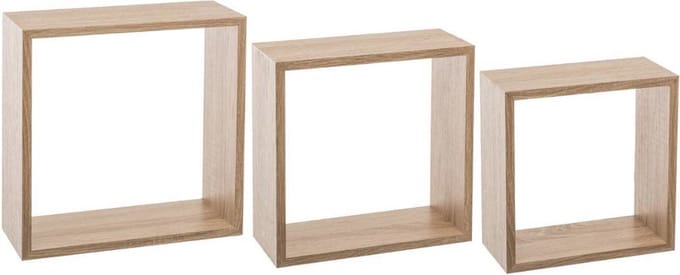 5five Wandplank Cube Set van 3 - Natuurlijk Eiken, 30 x 30 x 12 cm