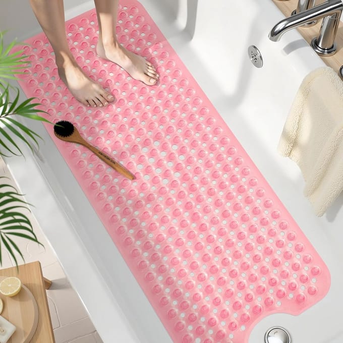 Extra Lange Antislip Badmat voor Douche en Kuip (100x40cm) - Sneldrogend & Wasbaar
