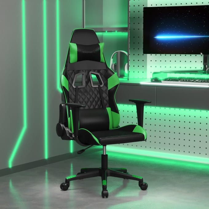 vidaXL - Gamestoel - kunstleer - zwart - en - groen