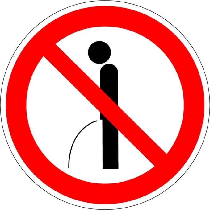 Verboden te urineren bord, kunststof 100 mm