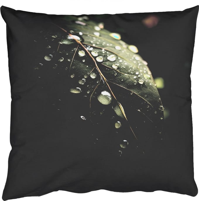 Sierkussens - Kussentjes Woonkamer - 45x45 cm - Blad - Groen - Nerven - Regendruppels