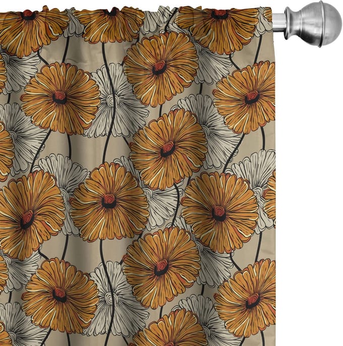 ABAKUHAUS Bloemen gordijnen – 2-delige set 75x175 cm – microvezel