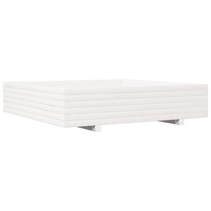 vidaXL - Plantenbak - 110x110x26,5 - cm - massief - grenenhout - wit