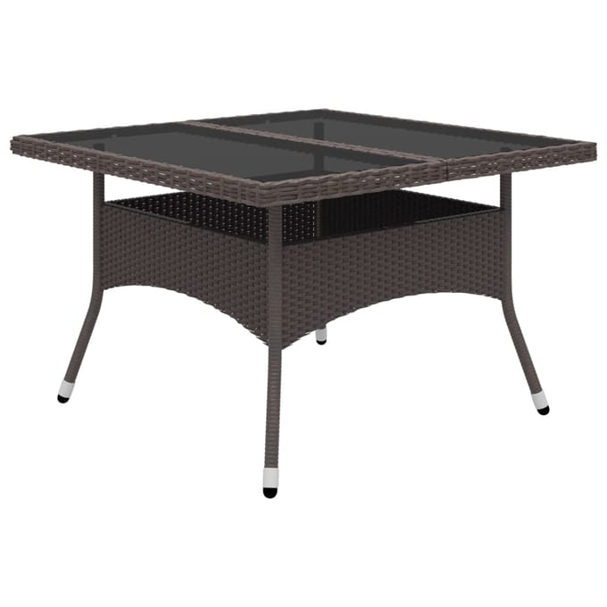 vidaXL - 9-delige - Tuinset - poly - rattan - en - glas - bruin