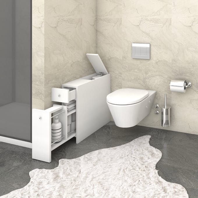 Skye Decor, Badkamerkast, Smart - White, Gemelamineerde spaanplaat, Wit, 20 x 60 x 55 cm