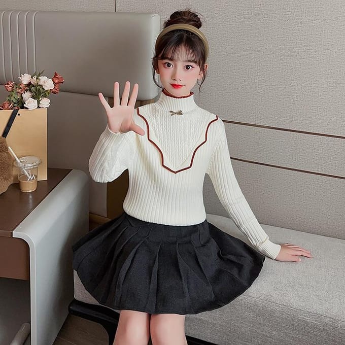 Meisjes Gebreide Basis Trui Winter Top Trui Warm Kinder Winterkleding 170