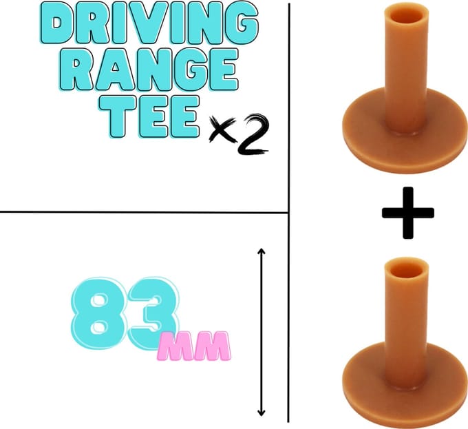 Driving range tee - 83mm - 2 stuks - Driver tee rubber - Golfaccesoires - Golftrainingsmaterialen - Afslaan - Golf tees - Golftee