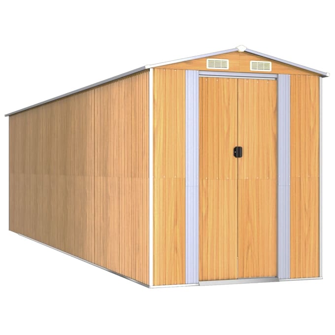 vidaXL - Tuinschuur - 192x689x223 - cm - gegalvaniseerd - staal - lichtbruin