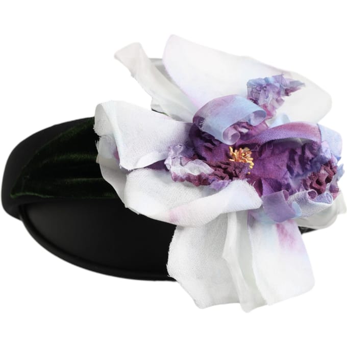 Zwart Groen Zijde Paars Wit Bloem Appliqué Accessoire Haarband