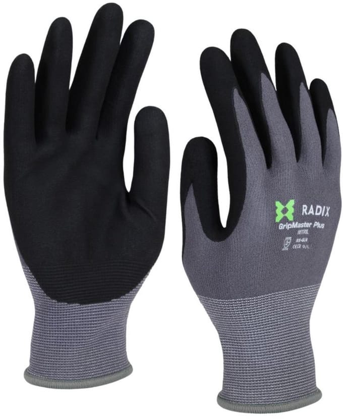 Radix GripMaster Plus - Werkhandschoenen - Nitril Micro Foam - Black/Grey - M9 / L