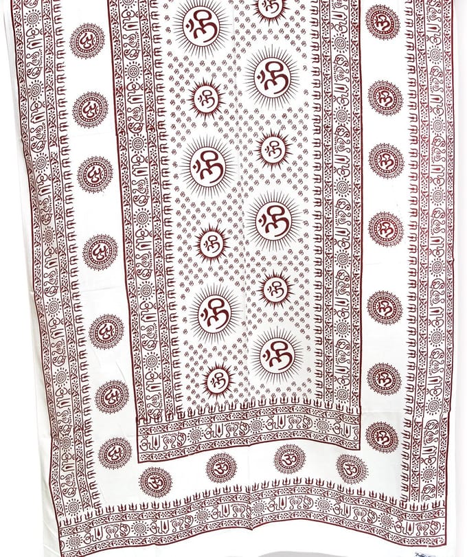 Meditatie omslagdoek met mantra Om, XL, 220 x 106 cm, wit