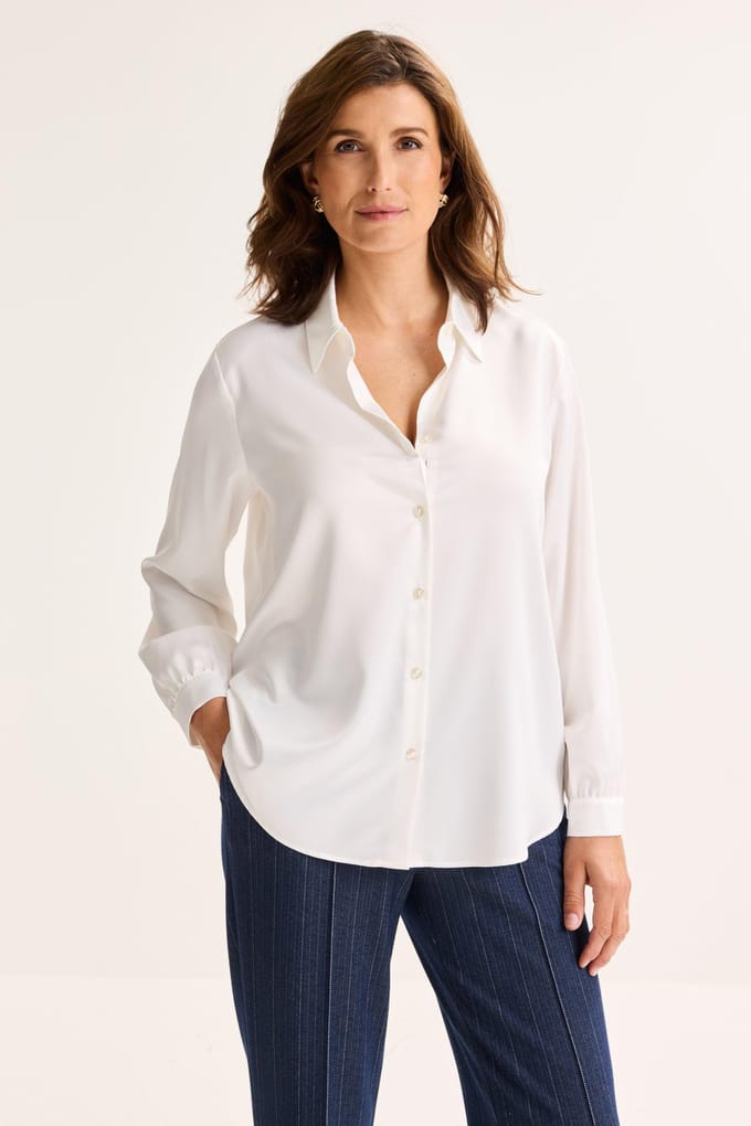 Hemdblouse In Elastisch Satijn
