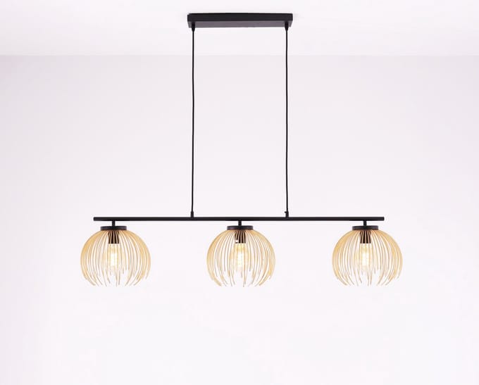 Hanglamp Jelly - zwart goud - 3lichts - 120cm