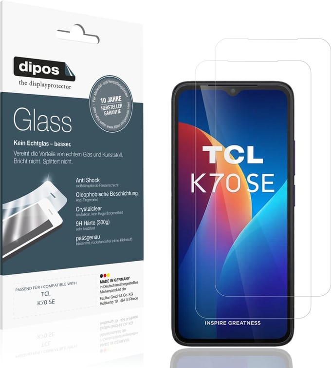 dipos – 2x Pantserfolie geschikt voor TCL K70 SE | 9H Screenprotector