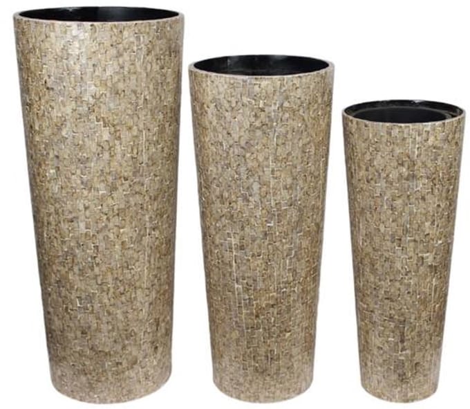 Vazen set 3-delig MDF en capiz – bruin wit 91,5 cm