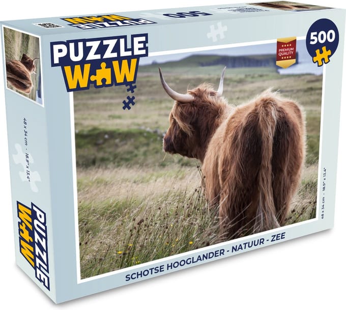 Puzzel Schotse Hooglander - Natuur - Zee - Legpuzzel - Puzzel 500 stukjes