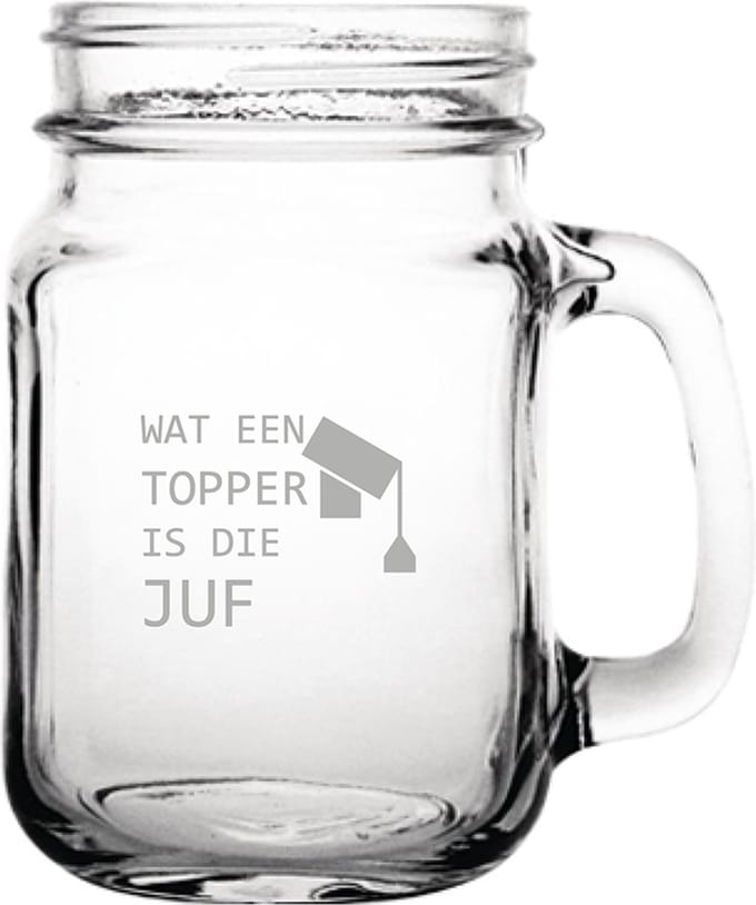 Gegraveerde Drinkglas 45cl Wat een topper is die juf