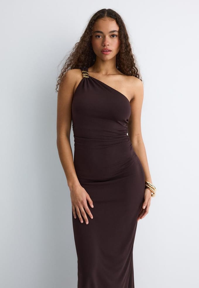 Stradivarius Jurk met metalen detail  Bruin S