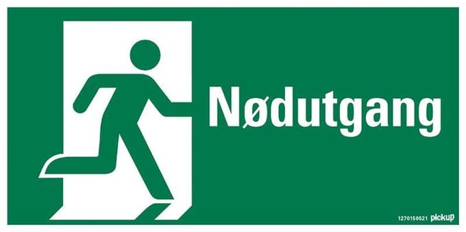 Pickup - NØDUTGANG SYMBOL - conform NEN-EN-ISO 7010 bord 30x15 cm
