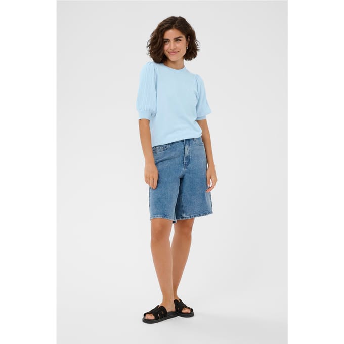 Kaffe KAlone Knit Pullover 1/2 SL Dames Trui - Nantucket Breeze