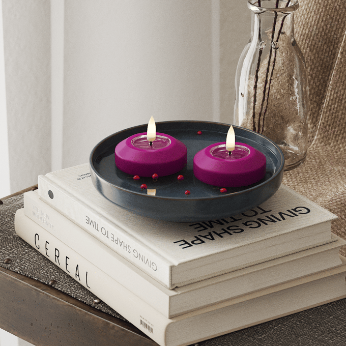 Deluxe Homeart Led Drijfkaars 2 stuks Violet