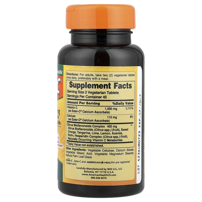 Ester-C® met Citrus Bioflavonoïden, Vegetarische Tabletten, 90 Tabletten