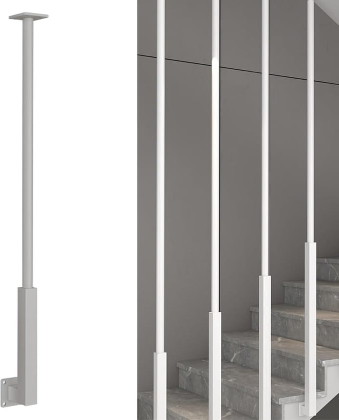 Trapleuning - Plafondleuning Balustrade - Binnen Ruimtes - Verstelbare Hoek - 160 cm - Wit L-type