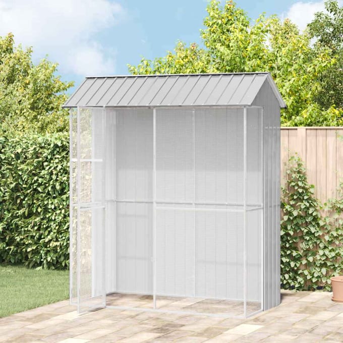 vidaXL Vogelkooi Grijs 215 x 110 x 247 cm Gegalvaniseerd staal