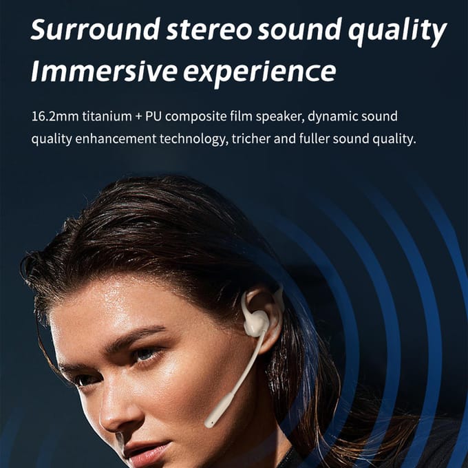 DG09 Bone Conduction Headset Open Talk Noise Cancelling BT Headset Markeerbalk 270 graden rotatie Lang beige